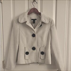 Grace Elements Cream Pea Coat with Black Buttons